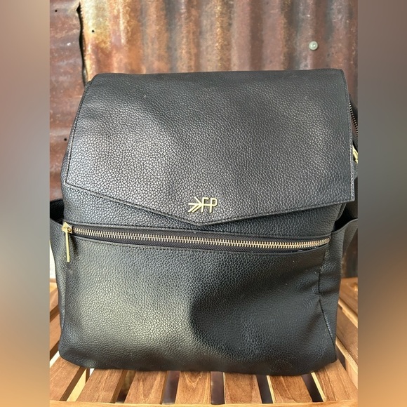 Freshly Picked Black leather Backpack Gold hardware main image 5
